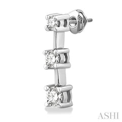 3/4 Ctw Round Cut Diamond Earrings in 14K White Gold