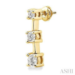 3/4 ctw Round Cut Diamond Earrings in 14K Yellow Gold