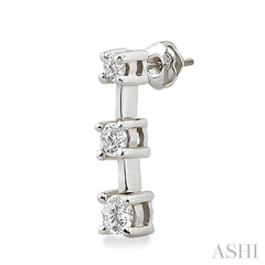 3/4 ctw Round Cut Diamond Earrings in 14K White Gold