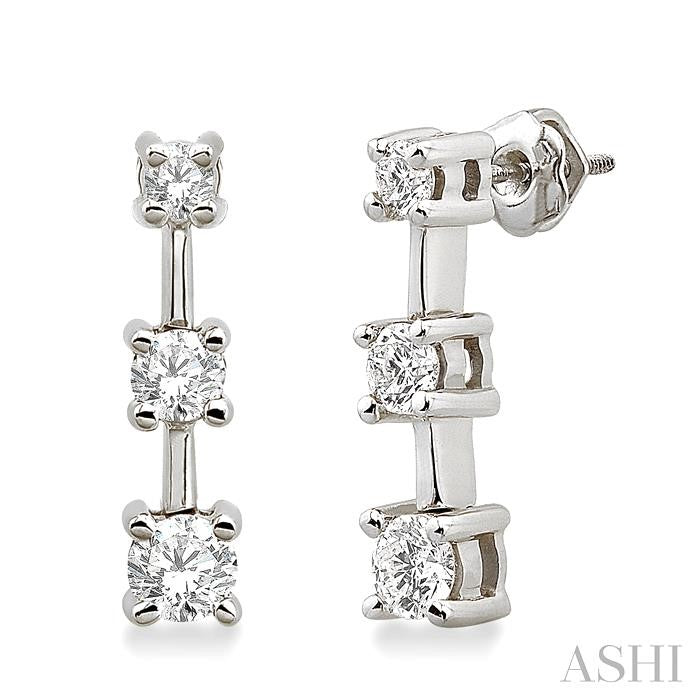 3/4 ctw Round Cut Diamond Earrings in 14K White Gold