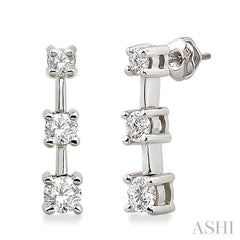 3/4 ctw Round Cut Diamond Earrings in 14K White Gold