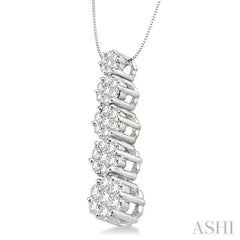 1 ctw Clover Journey Diamond Pendant in 14K White Gold with Chain