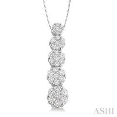 1 ctw Clover Journey Diamond Pendant in 14K White Gold with Chain
