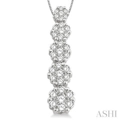 1 Ctw Journey Diamond Pendant in 14K White Gold with Chain