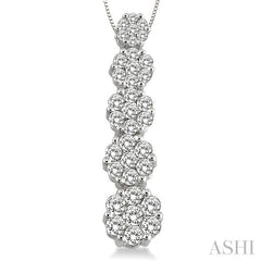 1 ctw Clover Journey Diamond Pendant in 14K White Gold with Chain