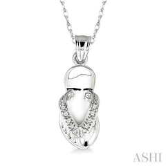 1/20 Ctw Round Cut Diamond Flip Flop Pendant in 14K White Gold with Chain