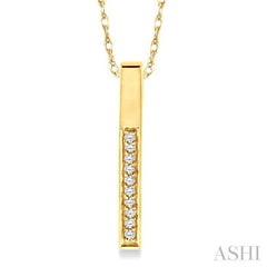 1/10 ctw Round Cut Diamond Stick Pendant in 14K Yellow Gold with Chain