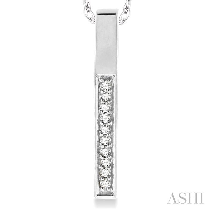 1/10 ctw Round Cut Diamond Stick Pendant in 10K White Gold with Chain