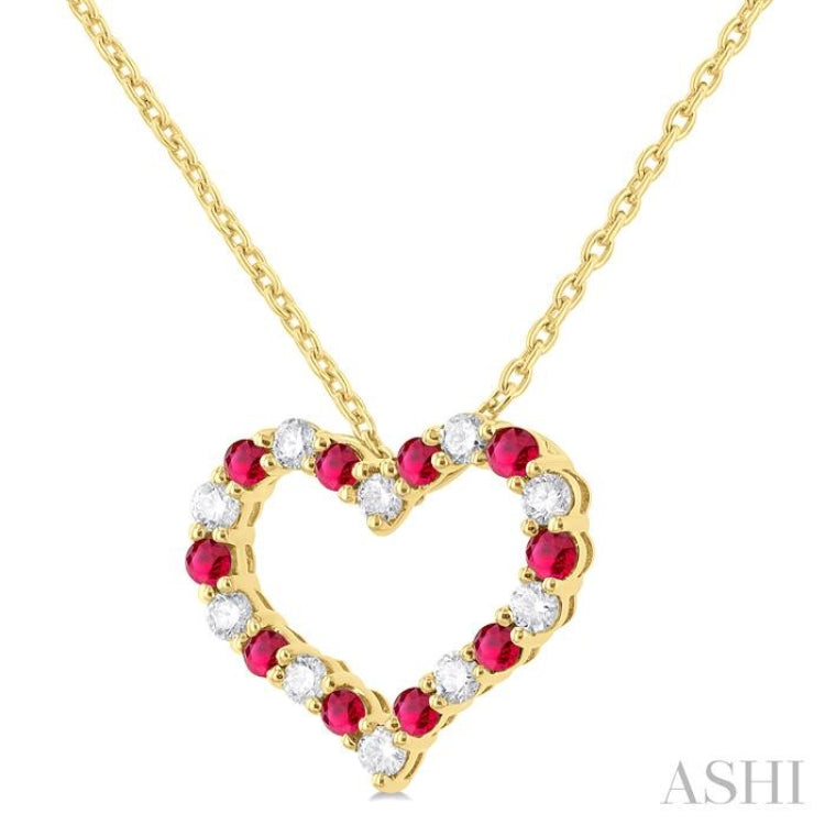 Heart Shape Alternate Gemstone & Diamond Fashion Pendant