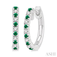 Alternate Gemstone & Petite Diamond Huggie Fashion Earrings