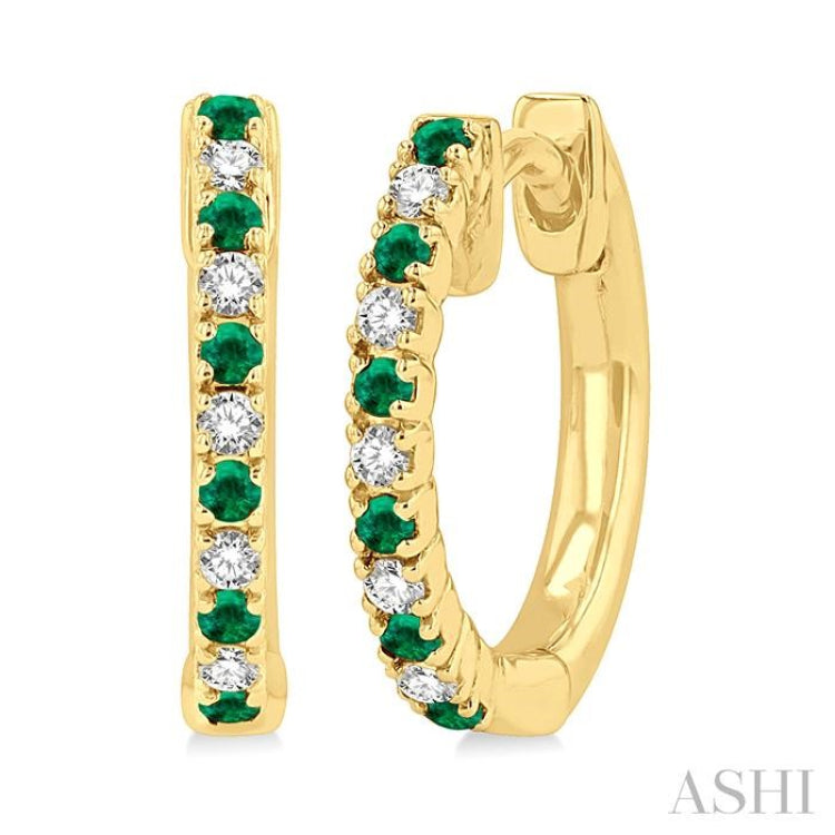 Alternate Gemstone & Petite Diamond Huggie Fashion Earrings