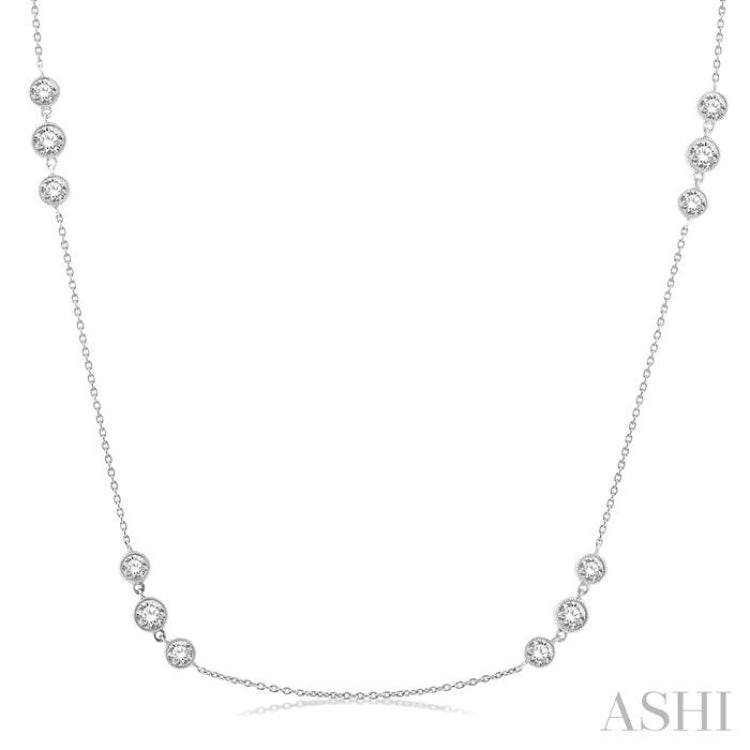 3 Stone Diamond Station Necklace