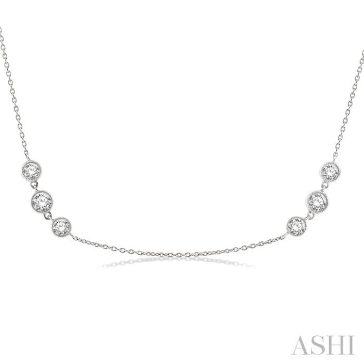 3 Stone Diamond Station Necklace