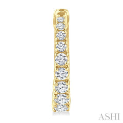 1/2 Ctw Graduated Round Cut Diamond Fashion Hoop Earrings in 14K Yellow Gold