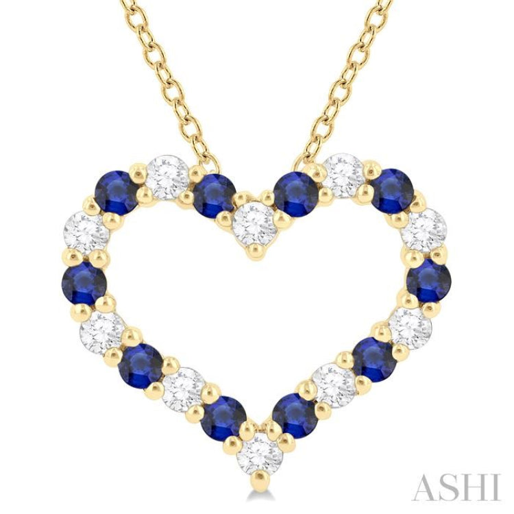 Heart Shape Alternate Gemstone & Diamond Fashion Pendant