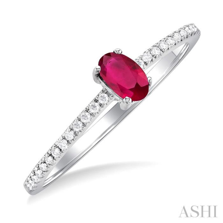 Oval Shape Gemstone & Petite Diamond Fashion Ring