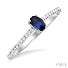 Oval Shape Gemstone & Petite Diamond Fashion Ring