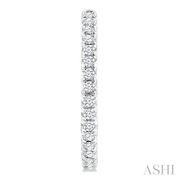 1/2 Ctw French Pave Set Round Cut Diamond Fashion Half Hoop Earring in 14K White Gold