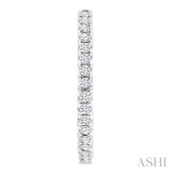 1/2 Ctw French Pave Set Round Cut Diamond Fashion Half Hoop Earring in 14K White Gold