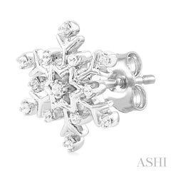 Snow Flake Petite Diamond Fashion Earrings