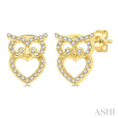 Owl Petite Diamond Fashion Earrings