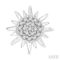 1/8 Ctw Petite Sun Round Cut Diamond Fashion Stud Earrings in 10K White Gold