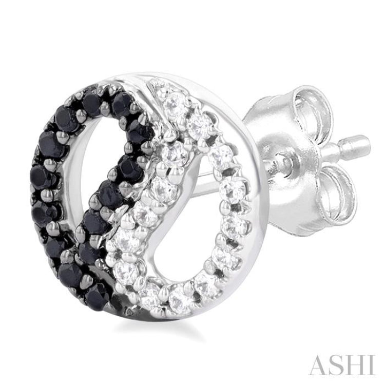 Yin Yang Petite Black Diamond Fashion Earrings