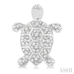 1/6 Ctw Petite Turtle Round Cut Diamond Fashion Stud Earrings in 10K White Gold