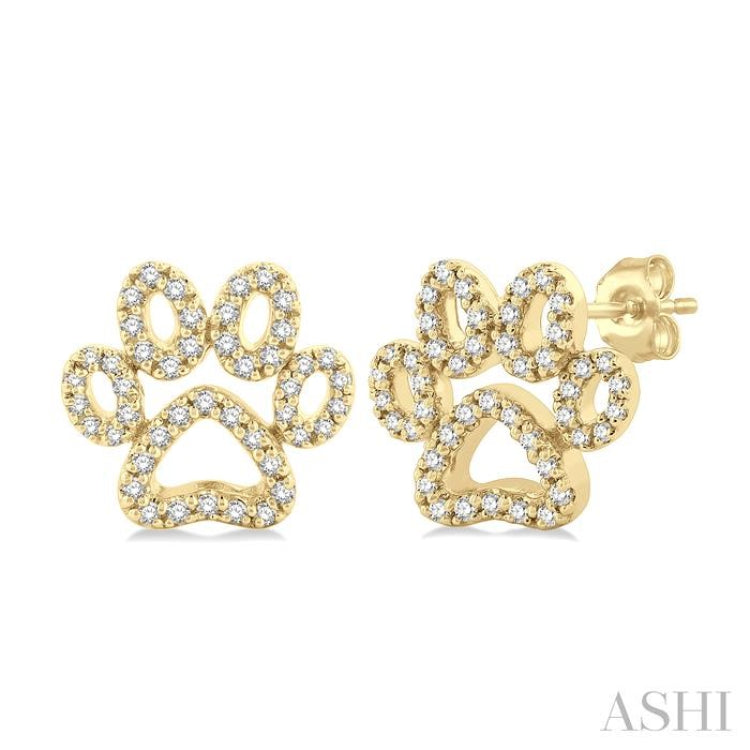 Dog Paw Petite Diamond Fashion Earrings