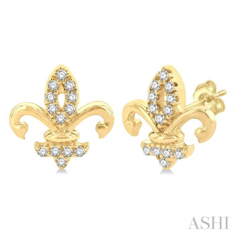 Fleur De Lis Petite Diamond Fashion Earrings