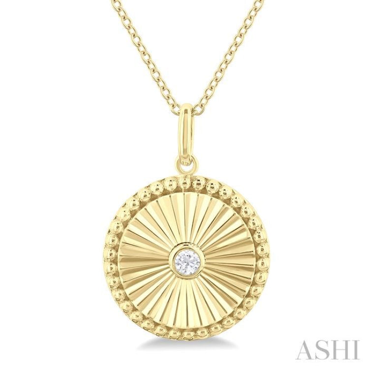 Circle Fluted Medallion Diamond Pendant