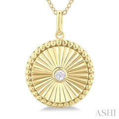 Circle Fluted Medallion Diamond Pendant