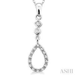 1/6 Ctw Round Cut Diamond Pendant in 14K White Gold with Chain