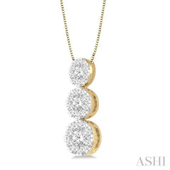 Round Shape Past Present & Future Lovebright Essential Diamond Pendant