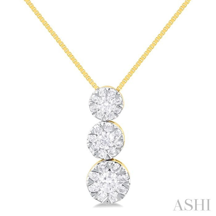 Round Shape Past Present & Future Lovebright Essential Diamond Pendant