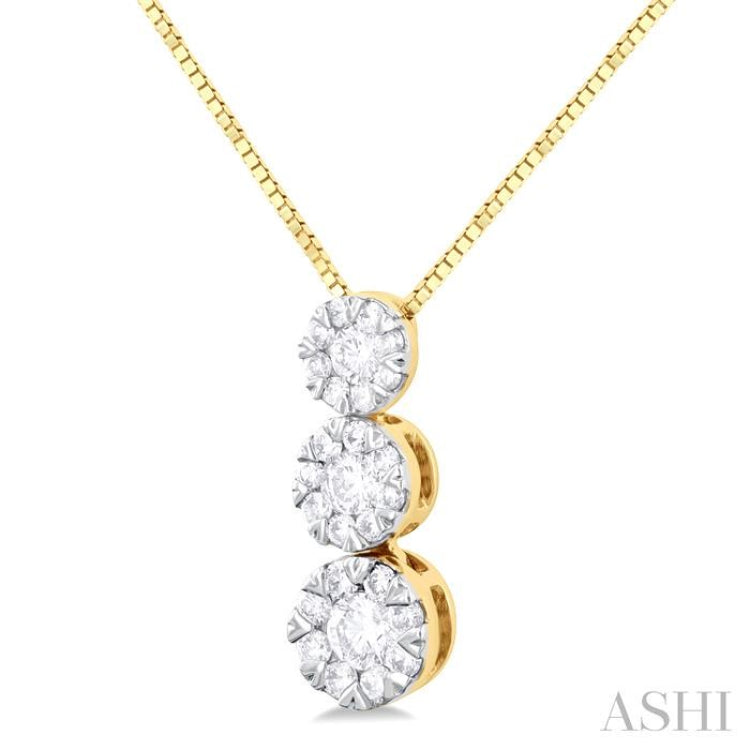 Round Shape Past Present & Future Lovebright Essential Diamond Pendant