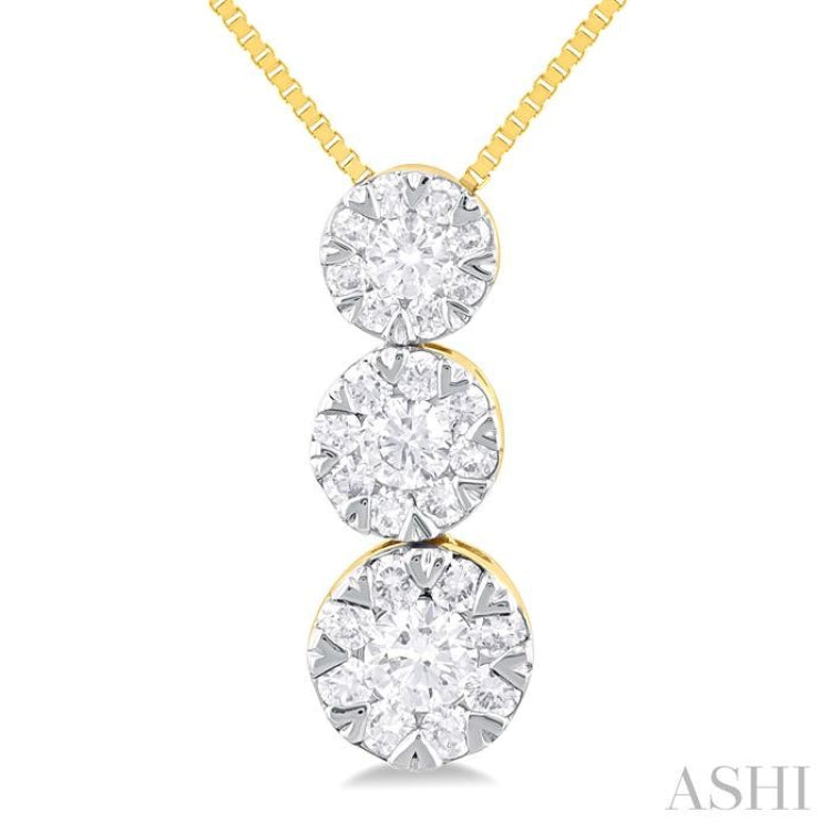 Round Shape Past Present & Future Lovebright Essential Diamond Pendant