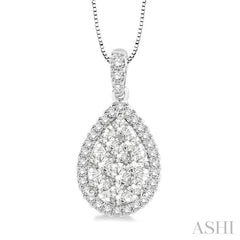 Pear Shape Halo Lovebright Essential Diamond Pendant