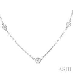 Bezel Set Graduated Diamond Station Necklace