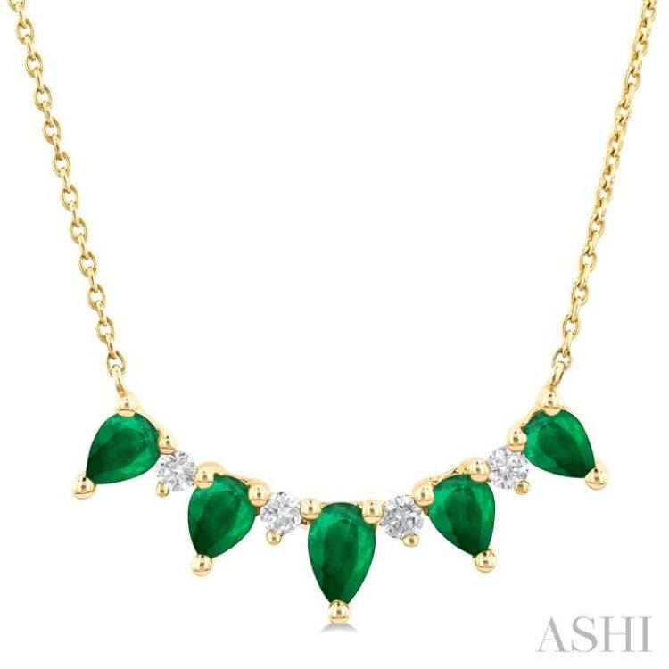 Pear Shape Gemstone & Diamond Necklace