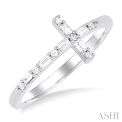 Sideway Cross Baguette Diamond Fashion Ring