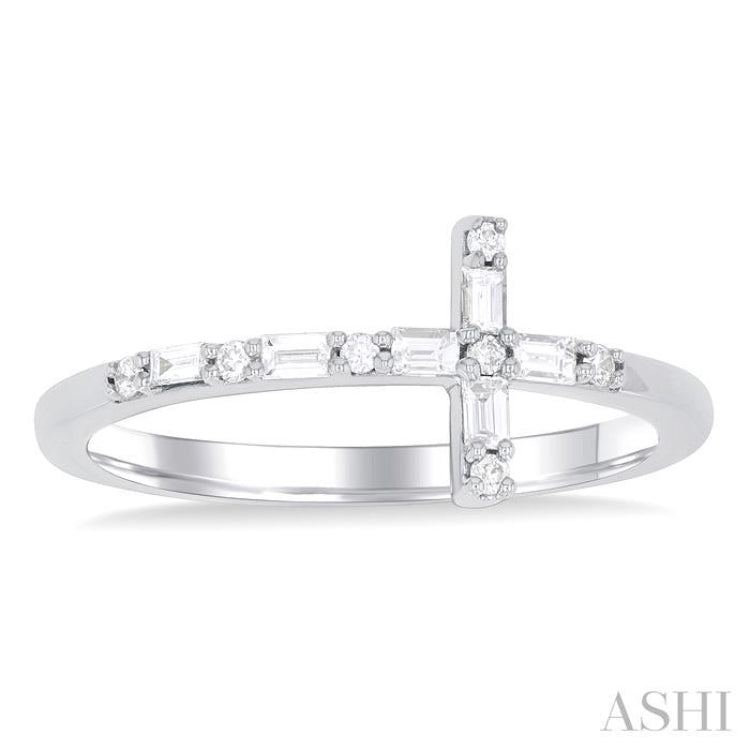 Sideway Cross Baguette Diamond Fashion Ring