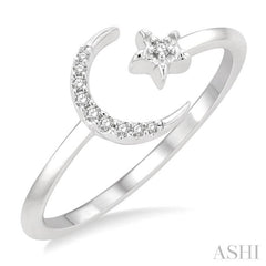 Stackable Crescent Moon & Star Petite Diamond Fashion Ring