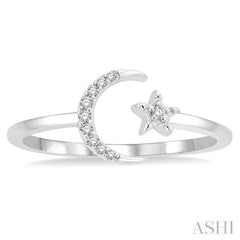 Stackable Crescent Moon & Star Petite Diamond Fashion Ring