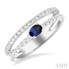 Bead Oval Shape East-West Gemstone & Diamond Ring