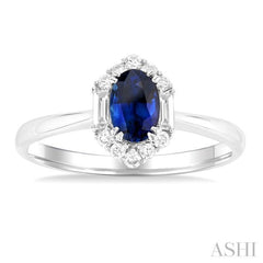 Oval Shape Gemstone & Halo Diamond Ring