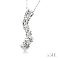 1/4 ctw Swirl Journey Diamond Pendant in 14K White Gold with Chain
