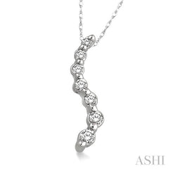 1/4 ctw Swirl Journey Diamond Pendant in 14K White Gold with Chain