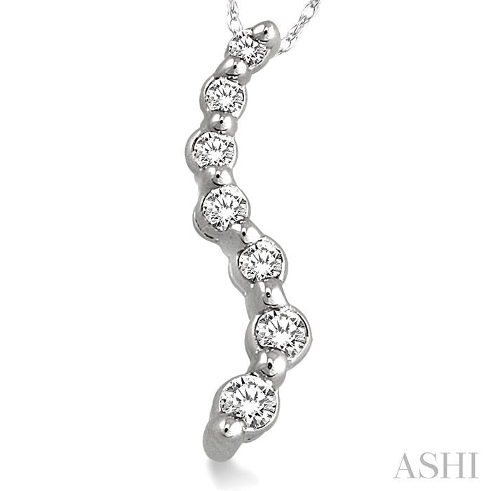 1/4 ctw Swirl Journey Diamond Pendant in 14K White Gold with Chain