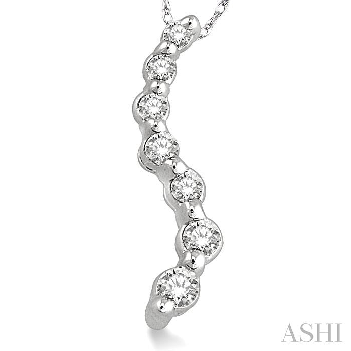 1/4 Ctw Swirl Journey Diamond Pendant in 14K White Gold with Chain